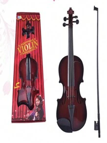 1 Pieza Violin De Juguete Simulado Con Cuerdas Realistas, Regalo De Cumpleaños/navidad Para Niños - Marrón - Ver 1