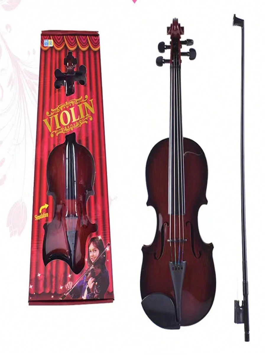 1 Pieza Violin De Juguete Simulado Con Cuerdas Realistas, Regalo De Cumpleaños/navidad Para Niños - Marrón - Ver 1