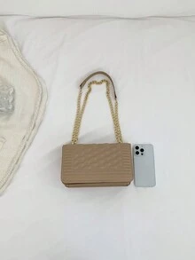 女生时尚简约斜挎包纯色新款休闲潮流单肩包复古链条小方包