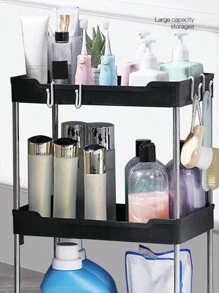 1pc Black Small Cart Storage Rack, Floor To Floor, Multi Story Bathroom, Bathroom, Crevice, Living Room, Kitchen, Layered Storage Rack, Storage Small Cart Home Bathroom Decor Bathroom Organizer Fall Decor Back To School