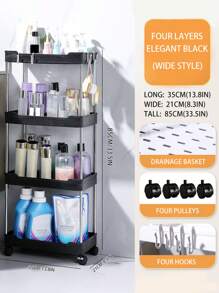 1pc Black Small Cart Storage Rack, Floor To Floor, Multi Story Bathroom, Bathroom, Crevice, Living Room, Kitchen, Layered Storage Rack, Storage Small Cart Home Bathroom Decor Bathroom Organizer Fall Decor Back To School