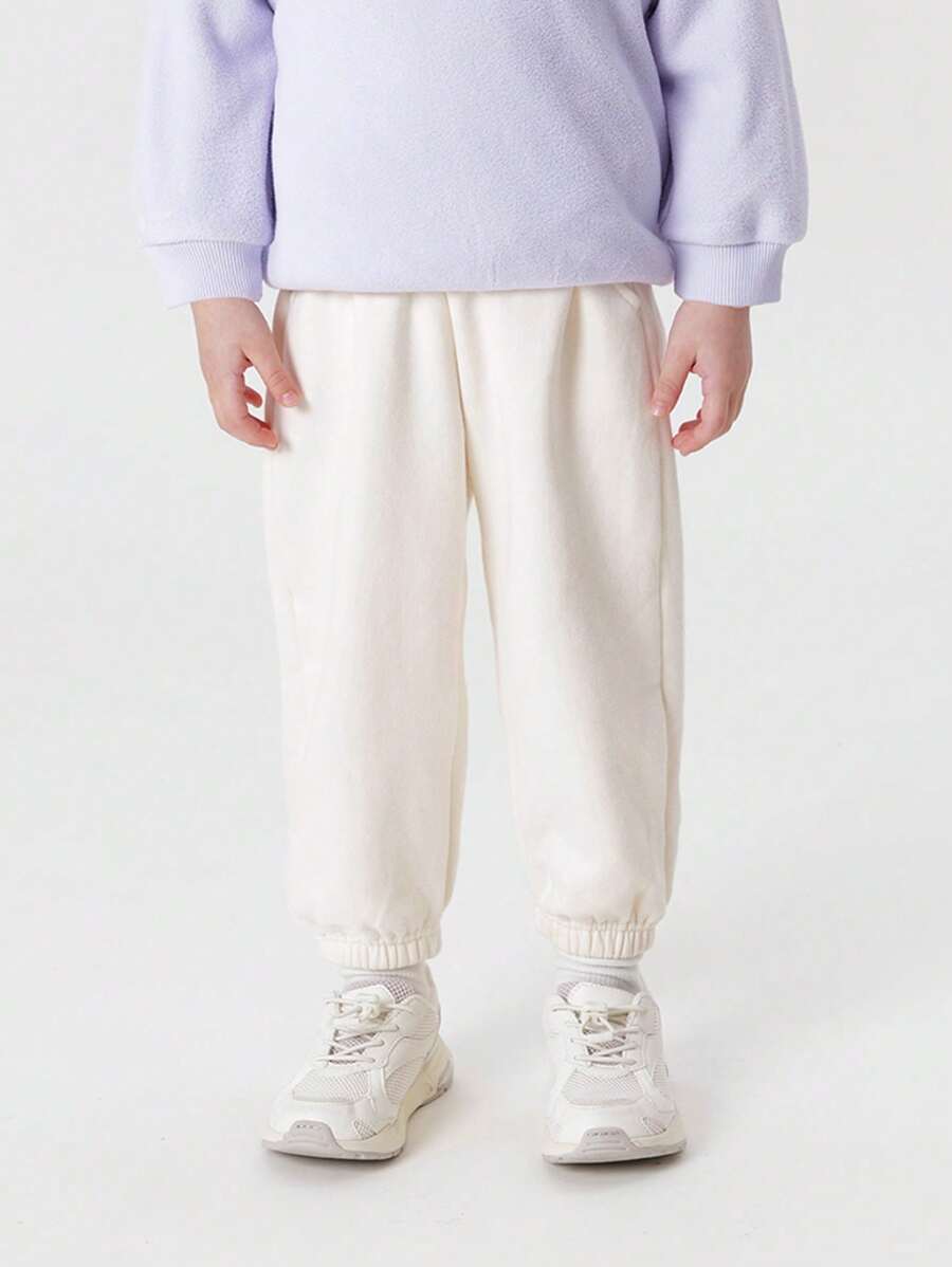 Girls' Loose Fit Thermal Lined Jogger Pants With Elastic Cuff, Winter