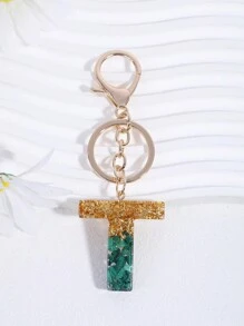 派对 1 件女士孔雀石水晶树脂滴胶英文字母吊坠适用于包包配饰、钥匙扣、礼物汽车配饰包包饰品学院风可爱哥特 Y2k - 綠色 - 查看 17