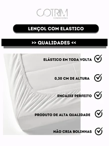 Jogo de Lençol Casal 3 pcs 100% Algodão 200 Fios Ponto Palito Com Fronha Cama Box - Rosa Bebê - Visão 4