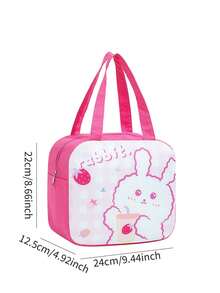 1pc Grey Spaceman Rabbit Cartoon Oxford Cloth Insulated Lunch Box Bag With Large Capacity, Portable Thermal Bag For Students And Office Workers - Grey - View 5