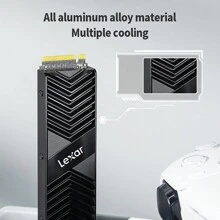 Lexar散熱器lpah100 Ssd鋁散熱器適用於pc和ps5設備上的m.2 2280 Ssd散熱器 - 黑色 - 查看 3