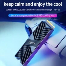 Lexar散熱器lpah100 Ssd鋁散熱器適用於pc和ps5設備上的m.2 2280 Ssd散熱器 - 黑色 - 查看 1