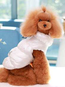 冬季加厚皇室風格寵物加厚背心外套,適用於狗和貓 - 白色 - 查看 7