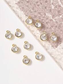 10 Piezas Material Para Accesorios De Colgante De Aretes/collares Con Diseños De Lágrima Incrustados Con Diamantes De Imitación - Dorado - Ver 3