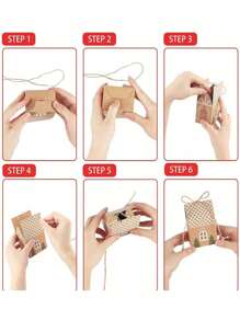 5入組聖誕小屋糖果曲奇盒,聖誕卡紙包裝盒,禮品小紙盒附麻繩 - 彩色 - 查看 6