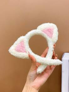 3pcs Girls' Cute Plush Cat Ear Headband In Candy Colors - Multicolor - View 7