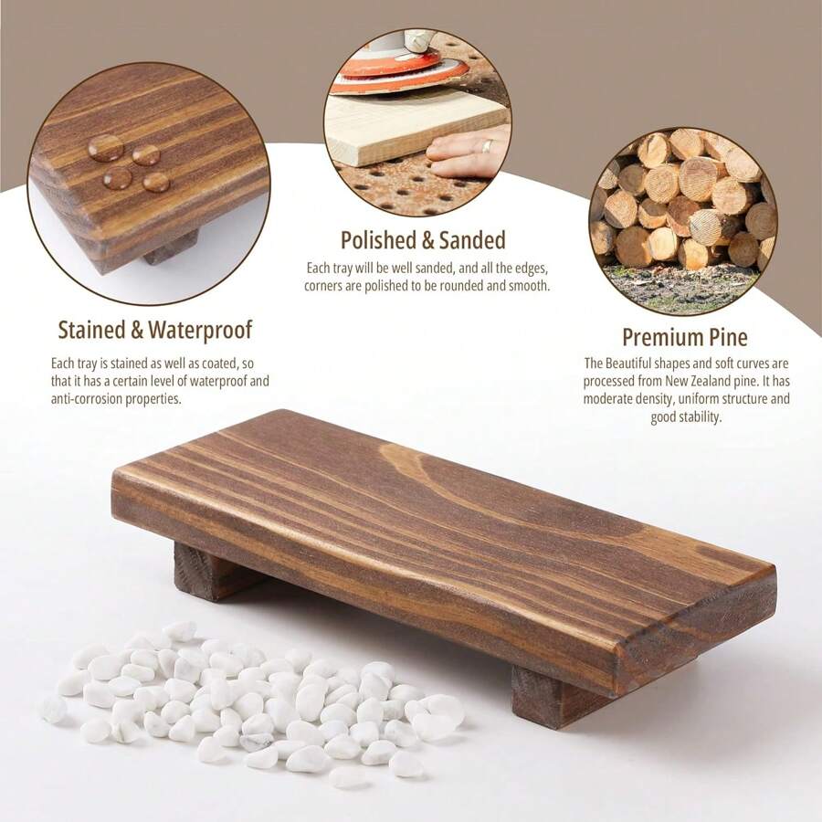 Wooden Base Soap Holder, Bathroom Kitchen Wooden Soap Dish Decor, Rustic Candle Plant Stand, Countertop Decoration