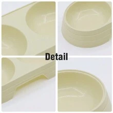 1pc Macaron Colored Plastic Double Bowl Feeder For Small Pets - Blue - View 4