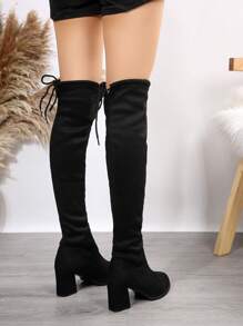 女款時尚舒適及膝靴 - 黑色 - 查看 7