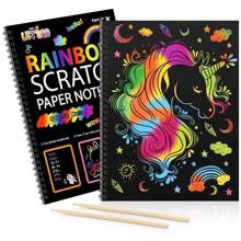 1pc Large Scratch Painting Book For Diy, Colorful Drawing & Doodling, Puzzle Scratch Paper, For Birthday Party & Festival, Easy Painting Tool - Black - View 1