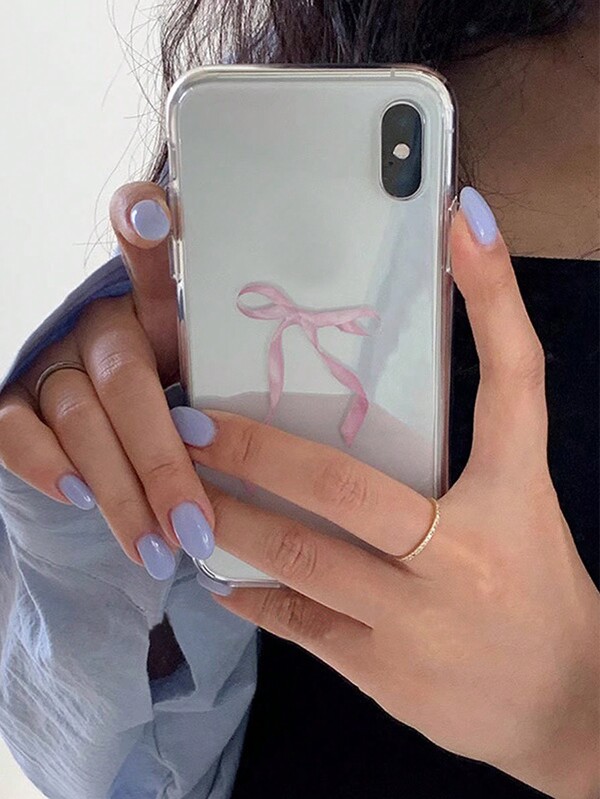 Valentines Phone Case 1pc Transparent Artistic Pink Bow Knot Anti-Fall Full Coverage TPU High Quality Material Phone Case Compatible With Iphone Waterproof Shockproof Scratch Resistant