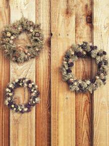 1 件聖誕花圈由藤蔓製成,有 3 種尺寸,木製工藝花圈適合 Diy 節日、婚禮裝飾