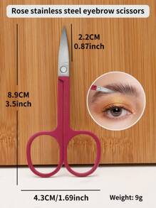 2.0 Rose Red Stainless Steel Eyebrow Trimming Scissors - Hot Pink - View 1