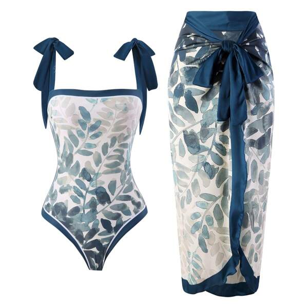 Allurini European And American Conservative Tummy Control Swimsuit, Vintage French Style One Piece Swimsuit, Perfect For Beach, Spa And Swimming. The Skirt Is Free Size. Summer