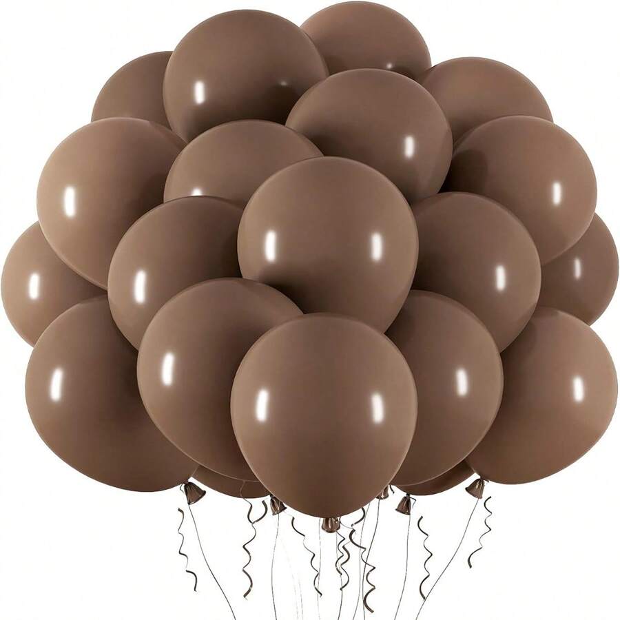 30 个棕色乳胶气球，5/10/12 英寸氦气派对气球，带丝带，适用于婚礼、生日、毕业典礼、迎婴派对、新娘派对、圣诞节 - 棕色 - 查看 1