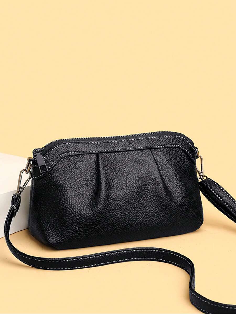 1pc Solid Color Simple Crossbody Bag For Women's Daily Use, Phone & Wallet Holder Included