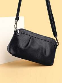 1pc Solid Color Simple Crossbody Bag For Women's Daily Use, Phone & Wallet Holder Included