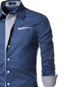 Men Shirts - Navy Blue - View 3