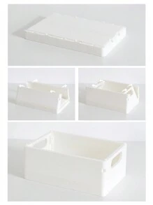 Plastic Storage Box Foldable Stackable Desk Organizer Bin Case for Pens Books School Office Household - White - View 5