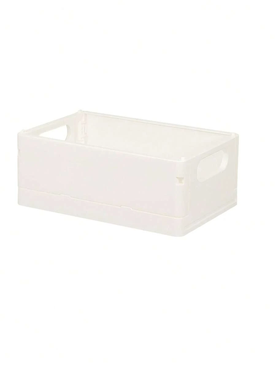 Plastic Storage Box Foldable Stackable Desk Organizer Bin Case for Pens Books School Office Household - White - View 1