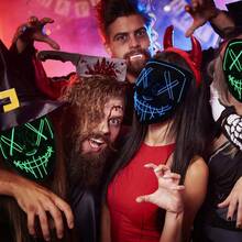 Máscara de luz LED de "La Purga" - Colores de "La Purga" - Disfraz de Halloween de calidad para hombre - Rosa - Ver 9