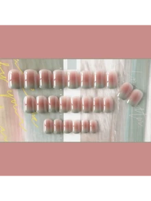 24pcs Wearable Oxygen Mint Atmosphere Nail Sticker Blush Manicure Gradient - Pink - View 2