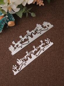 1 Pieza Molde De Troquelado De Relieve Con Patrón De Trineo Navideño Y Reno - Plateado - Ver 1