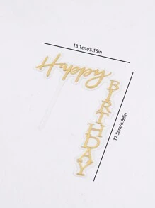 1 件壓克力生日蛋糕裝飾,帶有生日快樂字樣,適用於烘焙裝飾和派對用品 - 金色 - 查看 2
