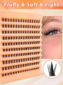 Pestañas Individuales En Racimo, 160 Unidades, Pestañas Postizas Individuales Segmentadas, Extensiones De Pestañas Individuales - Negro - Ver 5