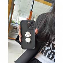 1只熊貓形矽膠保護殼，適用於iPhone 15/15 Pro/15 Pro Max/12/12 Pro/12 Pro Max/13/13 Pro/13 Pro Max/14/14 Pro/14 Pro Max - 黑色 - 查看 1