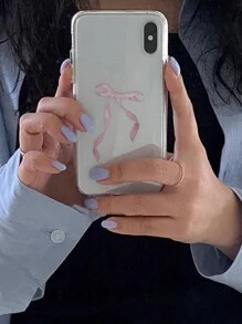 Ốp lưng điện thoại Valentine 1 chiếc trong suốt họa tiết nơ hồng nghệ thuật chống rơi, chất liệu TPU cao cấp, bao phủ toàn bộ, tương thích với iPhone, chống nước, chống sốc, chống trầy xước - Trong sáng - Xem 5