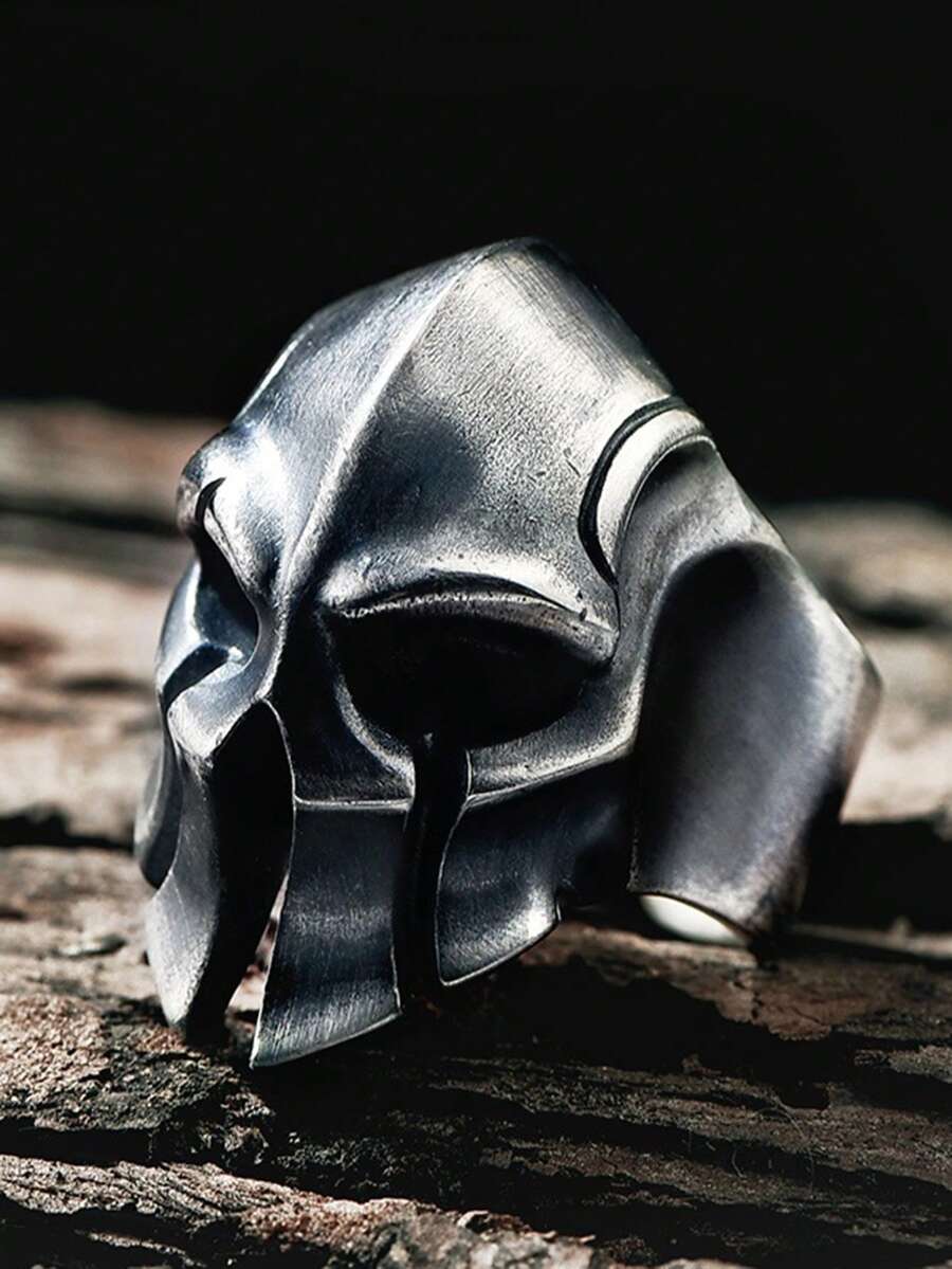 1只男士個性化骷髏戒指,泰陰斯巴達戒指,手工首飾