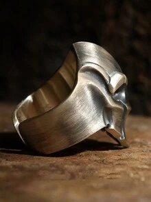 1只男士個性化骷髏戒指,泰陰斯巴達戒指,手工首飾