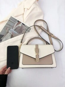 Túi đeo chéo Nữ Khóa Khối Màu Có thể điều chỉnh được Tay cầm Top Giải trí Thanh lịch - Màu Khaki - Xem 6