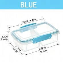 1pc Macaron Blue Fresh-keeping Box With Dual Buckles, 560ml Capacity - Baby Blue - View 2