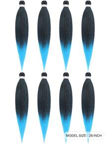 8pcs Pre Stretched Braiding Hair Extensions   Synthetic Professional Crochet  Braid Neat Yaki Texture Hot Water Setting - Ombre - View 2