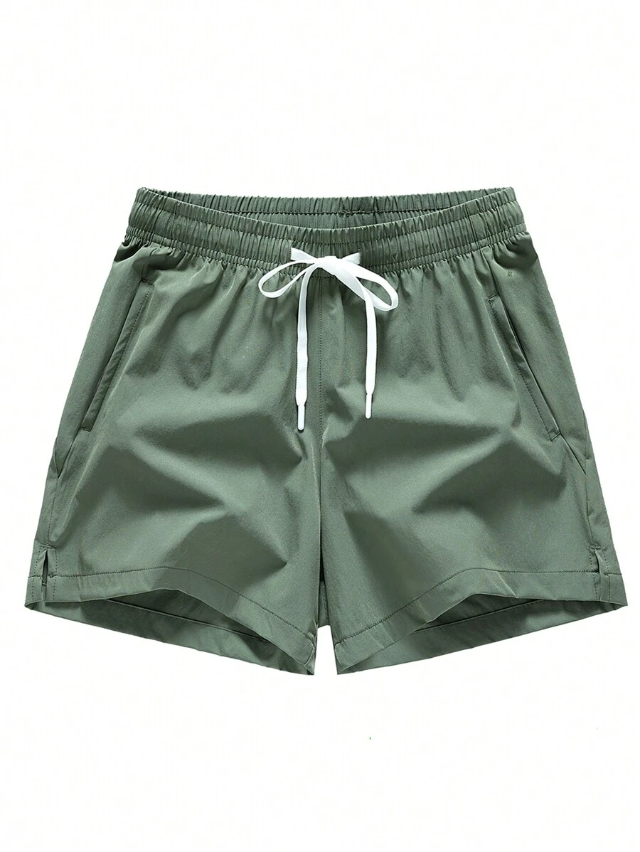 男士運動短褲,軍綠色,跑步三分褲 - 軍綠色 - 查看 1
