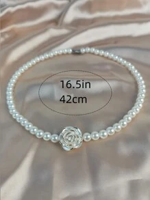 1 Set Mother's Day Gift For Women Jewelry Pearl Flower Necklace, Bracelet, Earrings Classic Retro Shiny Office Fashion Teacher's Day Gifts Bohemian Beach Jewelry Necklace Christmas, Valentine's Day, Thanksgiving Gift Valentines,Mom,Mother,Mother's Day,Gift - White - View 11