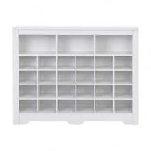 MERAX Sleek Design 24 Shoe Cubby Console, Modern Shoe Cabinet With Curved Base, Versatile Sideboard For Hallway, Bedroom, Living Room - White - View 9