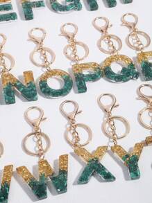 派对 1 件女士孔雀石水晶树脂滴胶英文字母吊坠适用于包包配饰、钥匙扣、礼物汽车配饰包包饰品学院风可爱哥特 Y2k - 綠色 - 查看 7