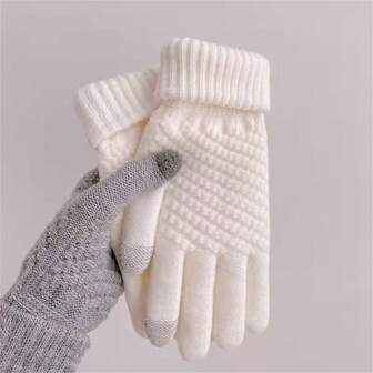 Winter New Arrival Pineapple Design Touch Screen Knitted Full Finger Warmth Keeping Thick Jacquard Wool Gloves Halloween Accessories Winter Gloves