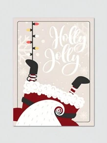 1個聖誕畫廊聖誕老人,有趣的聖誕禮物,現代聖誕壁畫,聖誕老人倒吊在煙囪上,無框帆布印刷 - 彩色 - 查看 3