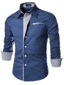 Men Shirts - Navy Blue - View 2