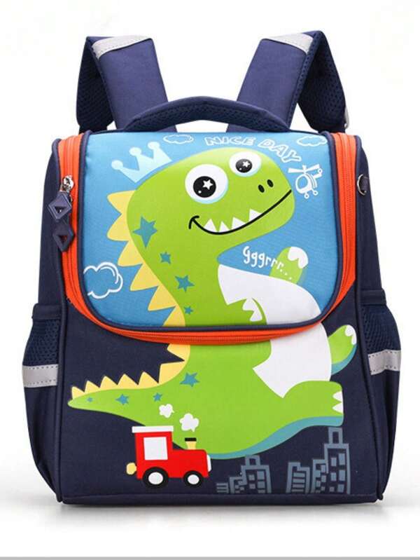 Mochila Escolar Infantil Menino Menina Dinossauro Gatinho de Costas