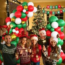 107入組聖誕氣球花環拱道套件,綠色白色紅色聖誕氣球花環拱道套件,乳膠氣球金星箔氣球聖誕橫幅,適用於聖誕派對裝飾、新年派對用品